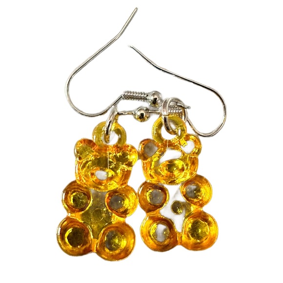 Gold Gummy Bear Drop Earrings - Picture 2 of 2
